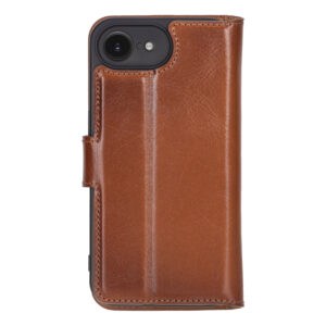 Solidenz Moda Book iPhone 16e echt leren hoesje - Bruin - 1