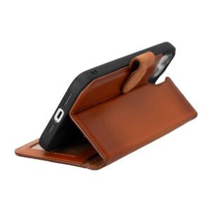 Solidenz Moda Book iPhone 16e echt leren hoesje - Bruin - 3