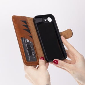 Solidenz Moda Book iPhone 16e echt leren hoesje - Bruin - 5