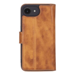 Solidenz Moda Book iPhone 16e echt leren hoesje - Lichtbruin - 1