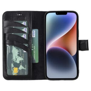 Solidenz Moda Book iPhone 16e echt leren hoesje - Zwart - 2