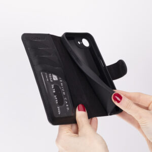 Solidenz Moda Book iPhone 16e echt leren hoesje - Zwart - 4