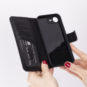 Solidenz Moda Book iPhone 16e echt leren hoesje - Zwart - 5