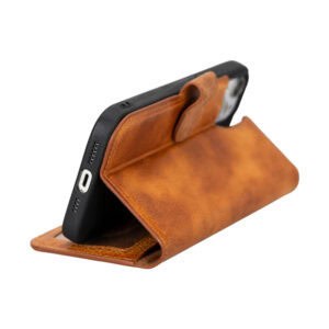 Solidenz Moda Book iPhone 16e echt leren hoesje - Lichtbruin - 3