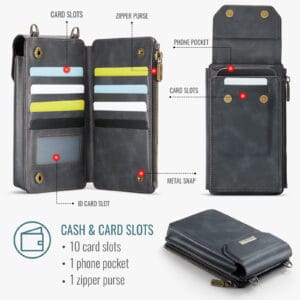 Solidenz Universeel Telefoontasje en portemonnee tot 7.3 inch - Zwart - 9