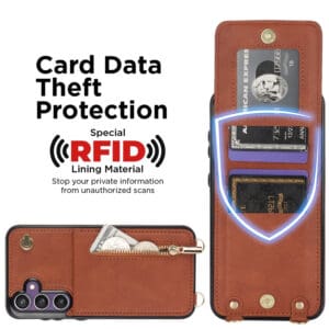 Solidenz Fashion Portemonnee hoesje met koord Samsung Galaxy S24 FE - Bruin - 6