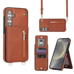 Solidenz Fashion Portemonnee hoesje met koord Samsung Galaxy S24 FE - Bruin Main Image