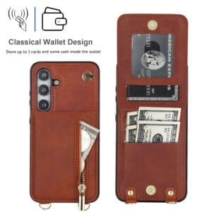Solidenz Fashion Portemonnee hoesje met koord Samsung Galaxy S25 - Bruin - 2