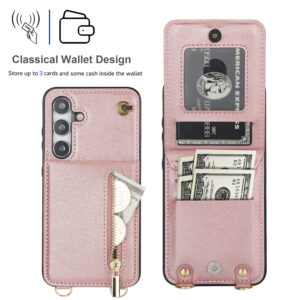 Solidenz Fashion Portemonnee hoesje met koord Samsung Galaxy S25 - Roségoud - 2