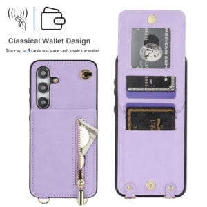 Solidenz Fashion Portemonnee hoesje met koord Samsung Galaxy S24 FE - Violet - 3