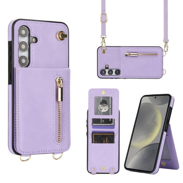 Solidenz Fashion Portemonnee hoesje met koord Samsung Galaxy S24 FE - Violet