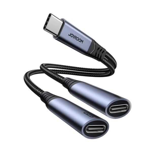Joyroom Audio Adapter - Transfer Series 2-in-1 Audio Adapter - Type-C naar Dual Type-C - Zwart