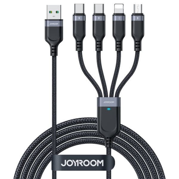 Joyroom Multi-Use 3.5A 4-in-1 Kabel -  2x Type C naar Type-C en 1x Naar Lightning en Micro-USB - 1,2 m - Zwart