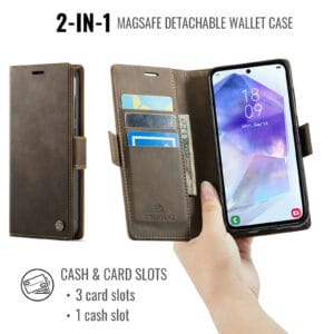 Solidenz 2-in-1 MagSafe Wallet Case voor Samsung Galaxy S25 - Bruin - 7