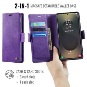 Solidenz 2-in-1 MagSafe Wallet Case voor Samsung Galaxy S24 Ultra - Paars - 7
