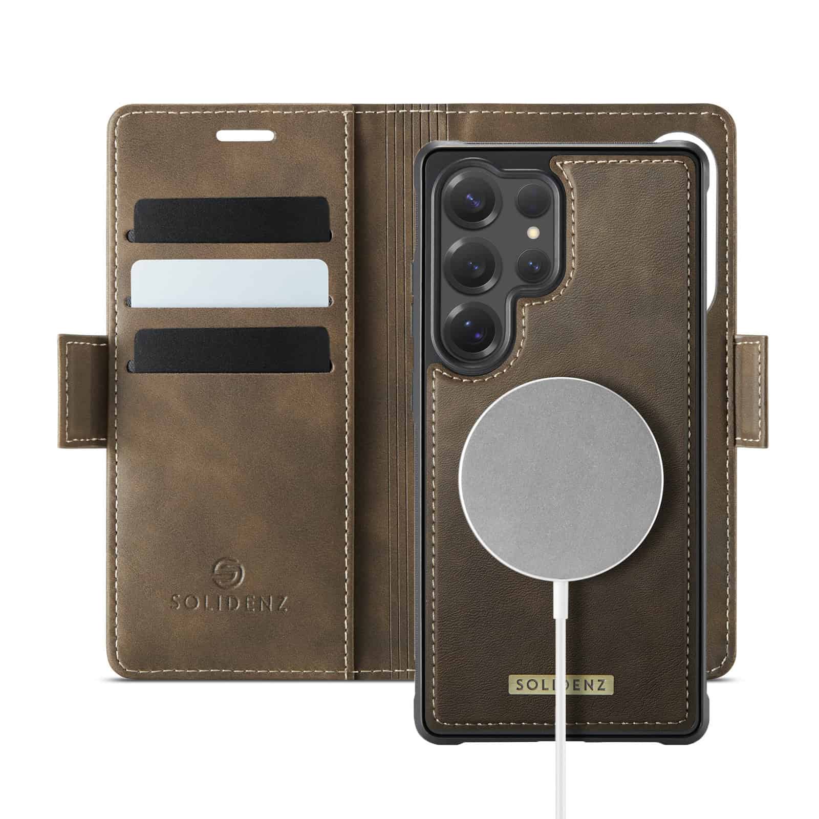 Solidenz 2-in-1 MagSafe Wallet Case voor Samsung Galaxy S25 Ultra - Bruin Main Image