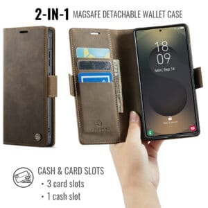 Solidenz 2-in-1 MagSafe Wallet Case voor Samsung Galaxy S25 Ultra - Bruin - 7