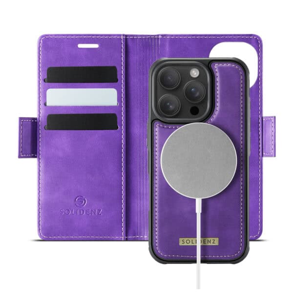Solidenz 2-in-1 MagSafe Wallet Case voor iPhone 15 Pro Max - Paars