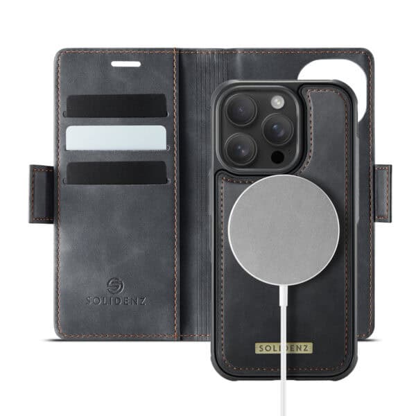 Solidenz 2-in-1 MagSafe Wallet Case voor iPhone 15 Pro Max - Zwart