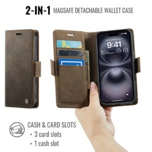 Solidenz 2-in-1 MagSafe Wallet Case voor iPhone 16 Plus - Bruin - 7
