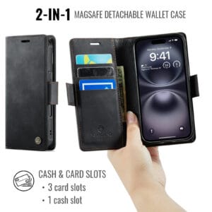 Solidenz 2-in-1 MagSafe Wallet Case voor iPhone 16 Plus - Zwart - 7