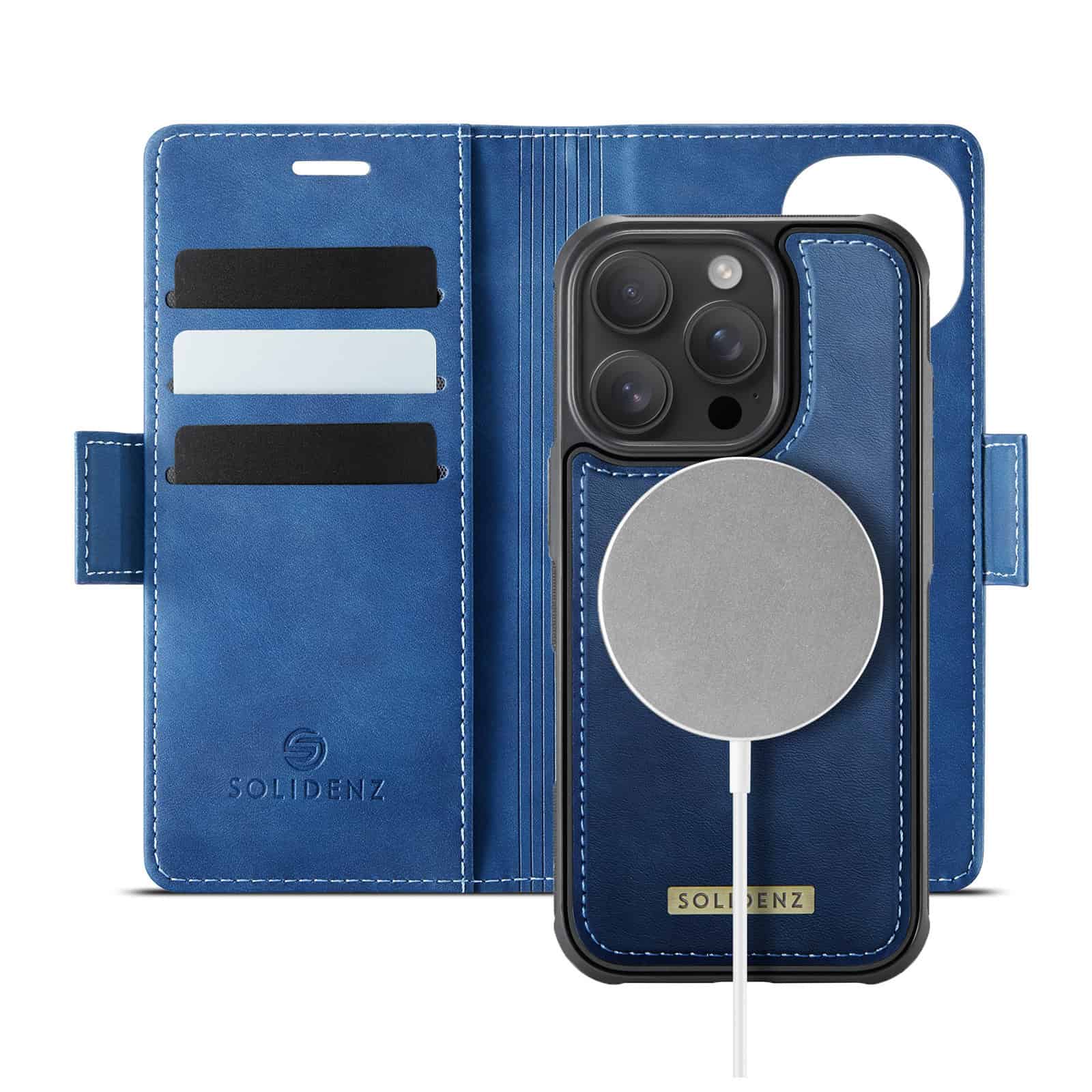 Solidenz 2-in-1 MagSafe Wallet Case voor iPhone 16 Pro Max - Blauw Main Image