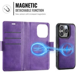 Solidenz 2-in-1 MagSafe Wallet Case voor iPhone 16 Pro Max - Paars - 6