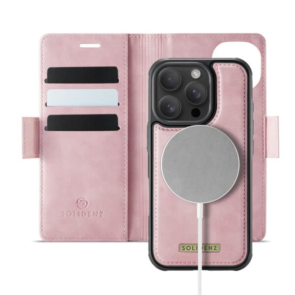 Solidenz 2-in-1 MagSafe Wallet Case voor iPhone 16 Pro - Roze