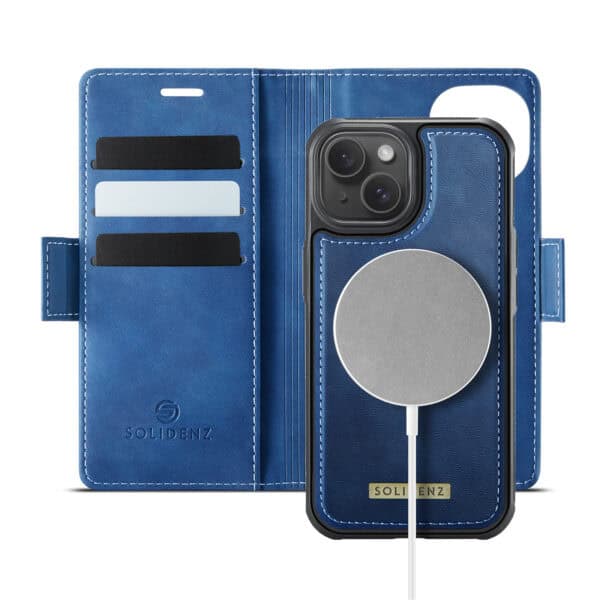 Solidenz 2-in-1 MagSafe Wallet Case voor iPhone 15 - Blauw