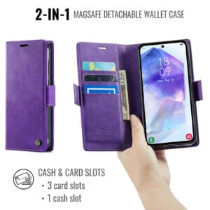 Solidenz 2-in-1 Magnetisch Wallet Case voor Samsung Galaxy A16 - Paars - 6