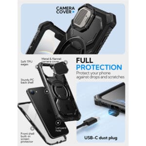 Armorbox iPhone 16e hoesje met screen protector - Zwart - 6