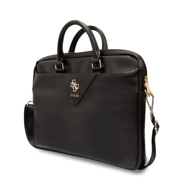 Guess PU Grained 4G Metal Logo Laptoptas voor 15 en 16 inch - Zwart