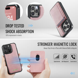 Solidenz MagSafe Wallet Backcover voor iPhone 15 Pro Max - Roze - 4
