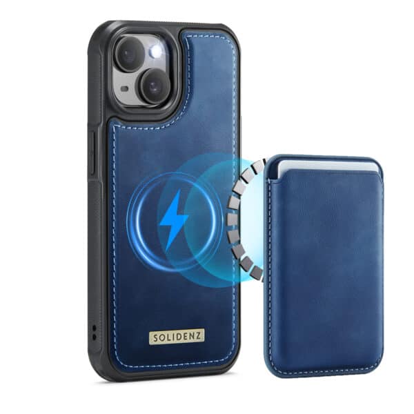 Solidenz MagSafe Wallet Backcover voor iPhone 15 - Blauw