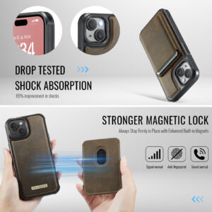 Solidenz MagSafe Wallet Backcover voor iPhone 15 - Bruin - 4