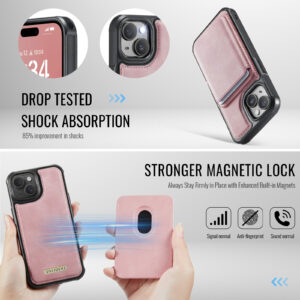 Solidenz MagSafe Wallet Backcover voor iPhone 15 Plus - Roze - 4