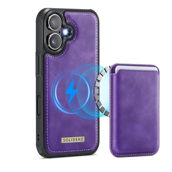 Solidenz MagSafe Wallet Backcover voor iPhone 16 - Paars