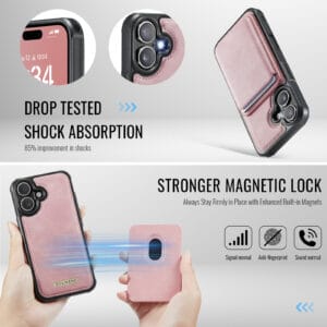 Solidenz MagSafe Wallet Backcover voor iPhone 16 Plus - Roze - 4