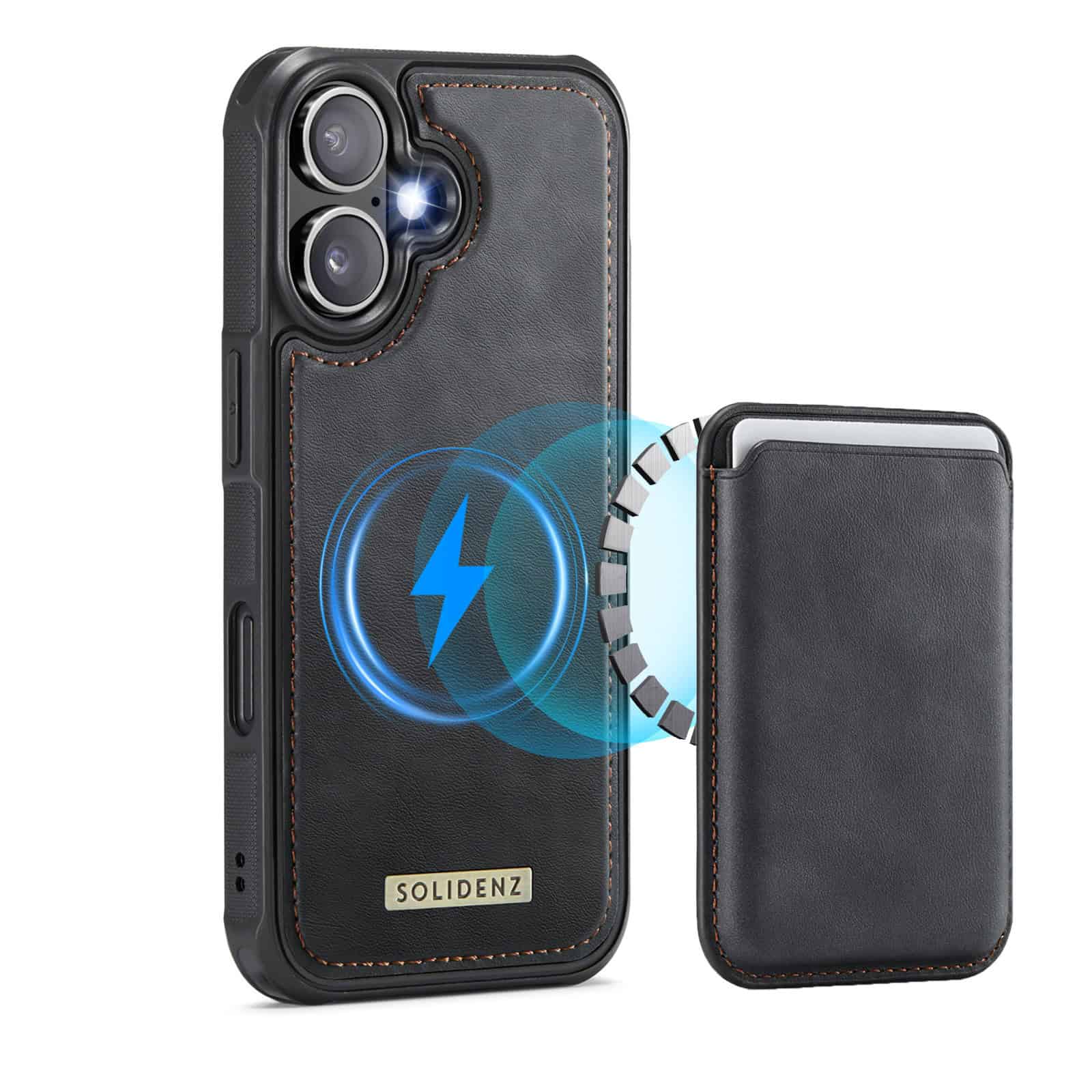 Solidenz MagSafe Wallet Backcover voor iPhone 16 - Zwart Main Image