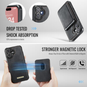 Solidenz MagSafe Wallet Backcover voor iPhone 16 - Zwart - 4