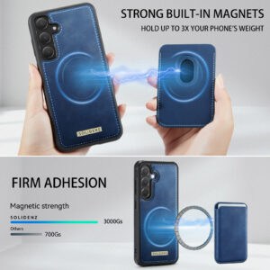 Solidenz Magnetisch Wallet Backcover voor Samsung Galaxy S24 FE - Blauw - 6
