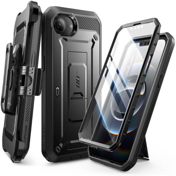 Supcase 360 Backcase hoesje met screenprotector iPhone 16e - Zwart