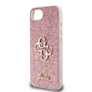 Guess Glitter 4G Metal Logo iPhone 16e hoesje - Roze - 4