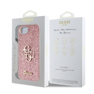 Guess Glitter 4G Metal Logo iPhone 16e hoesje - Roze - 6