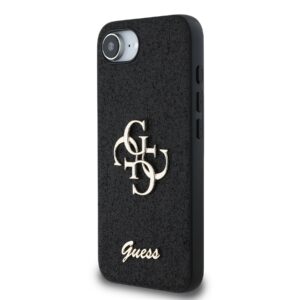 Guess Glitter 4G Metal Logo iPhone 16e hoesje - Zwart - 1