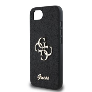 Guess Glitter 4G Metal Logo iPhone 16e hoesje - Zwart - 4