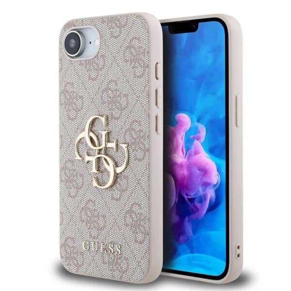 Guess Metal Logo iPhone 16e hoesje - Roze
