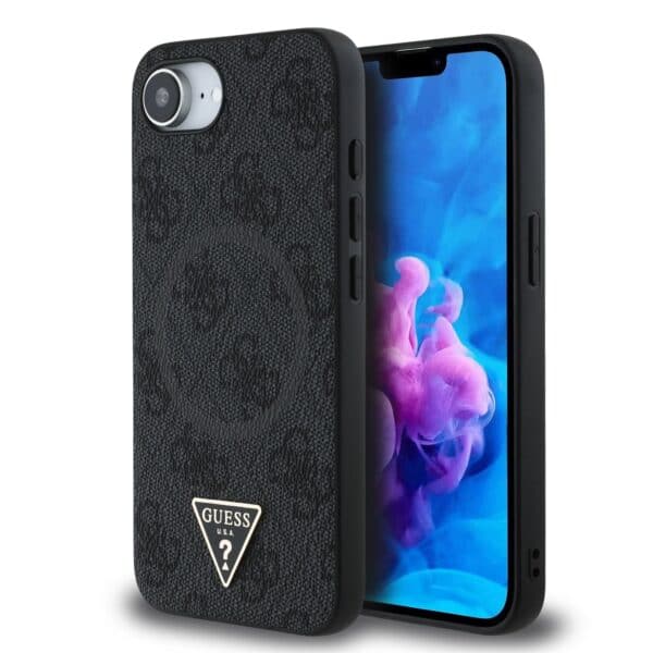 Guess Triangle Metal Logo met MagSafe iPhone 16e hoesje - Zwart