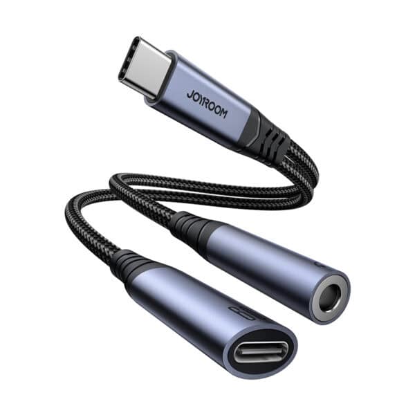 Joyroom 2-in-1 Audio adapter USB-C naar 3.5mm en USB-C naar USB-C - NIET geschikt voor iPhones - Zwart