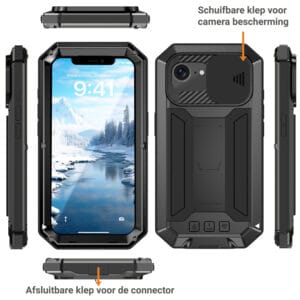 Stofdicht metalen hoes iPhone 16e - Zwart - 1